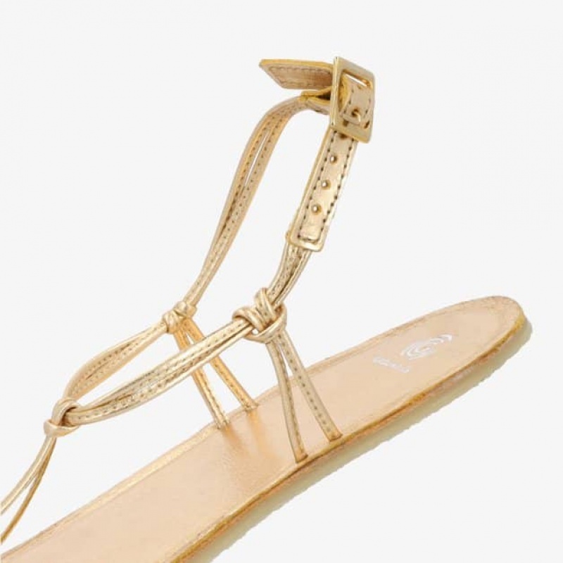 Groundies Amalfi Barfuß Sandalen Damen Gold | RR26-254