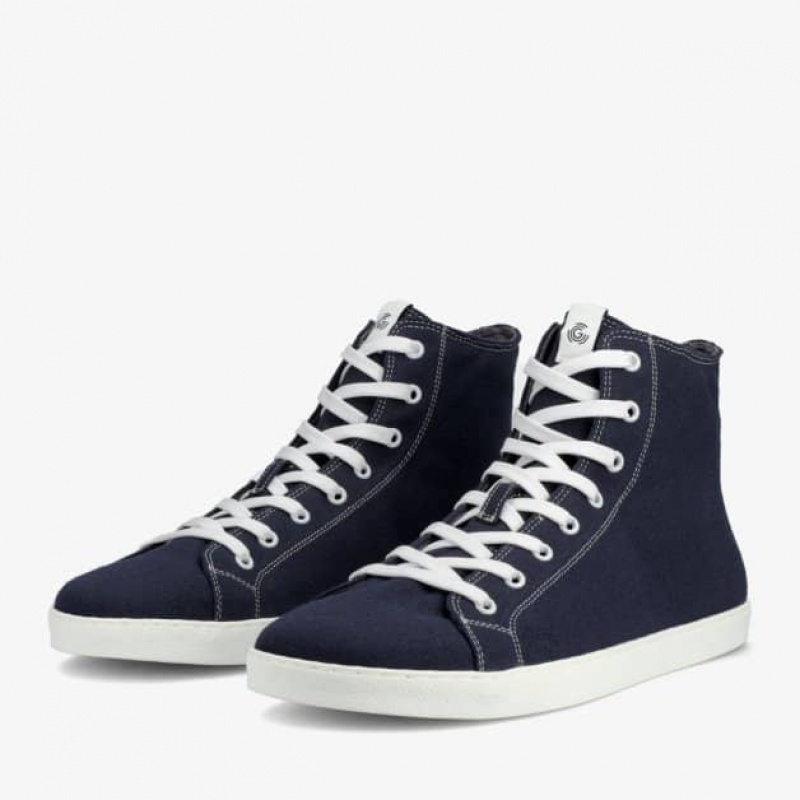 Groundies Brooklyn High Barfuß Sneaker Herren Blau | UE67-308