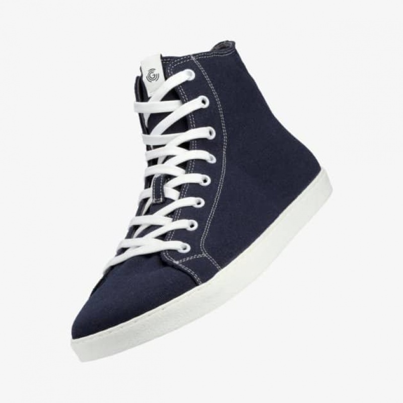 Groundies Brooklyn High Barfuß Sneaker Herren Blau | UE67-308