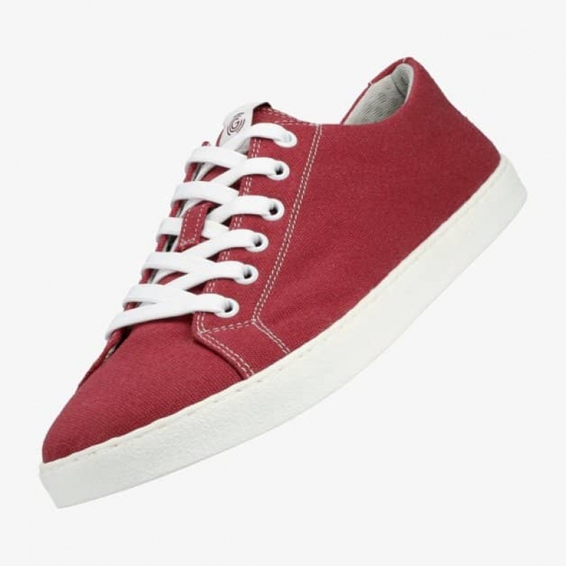 Groundies Brooklyn Low Barfuß Sneaker Herren Bordeaux | PU26-103