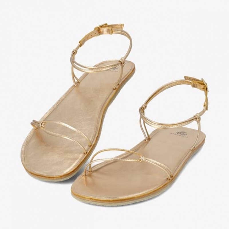 Groundies Cadiz Barfuß Sandalen Damen Gold | EF30-368