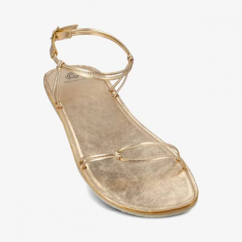 Groundies Cadiz Barfuß Sandalen Damen Gold | EF30-368