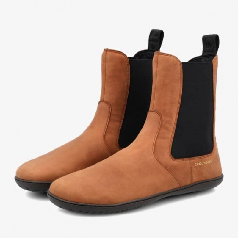 Groundies Camden Barfuß Stiefeletten Damen Braun | IQ66-620