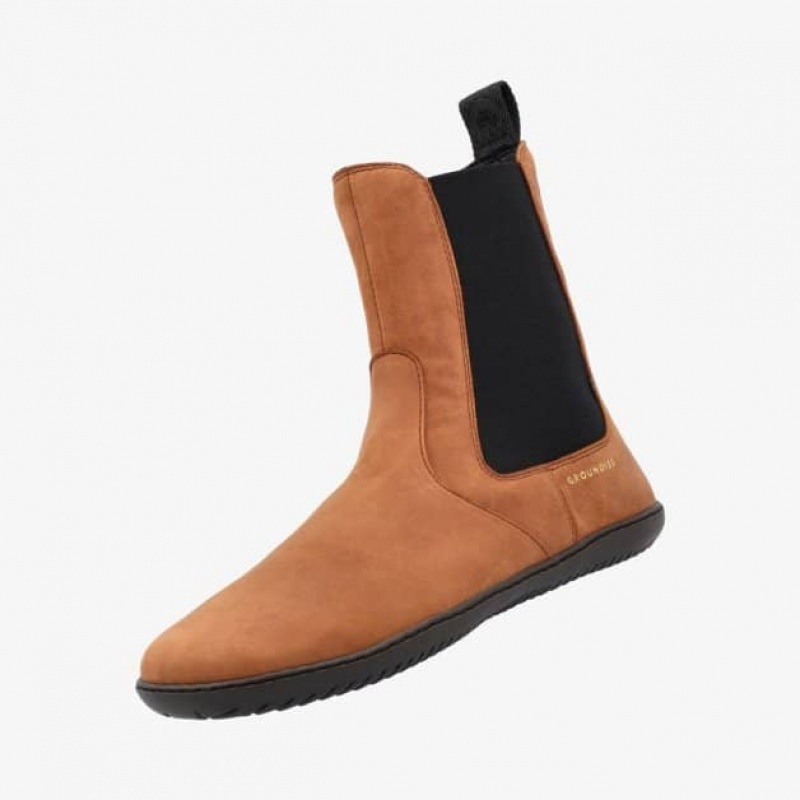 Groundies Camden Barfuß Stiefeletten Damen Braun | IQ66-620