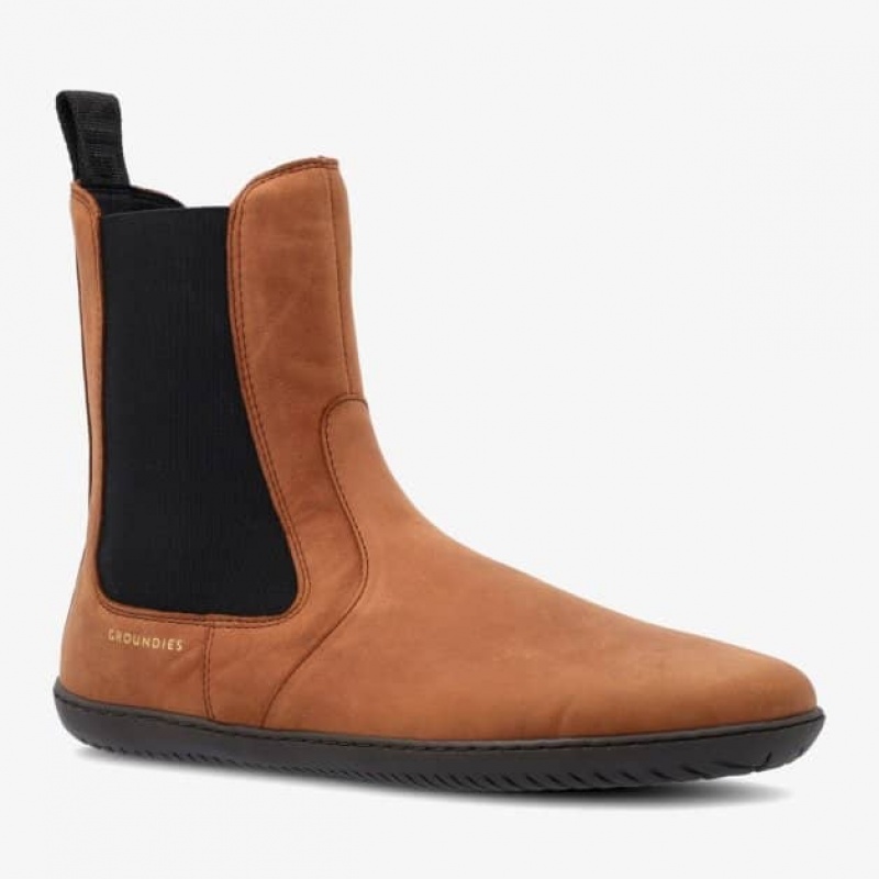 Groundies Camden Barfuß Stiefeletten Damen Braun | IQ66-620