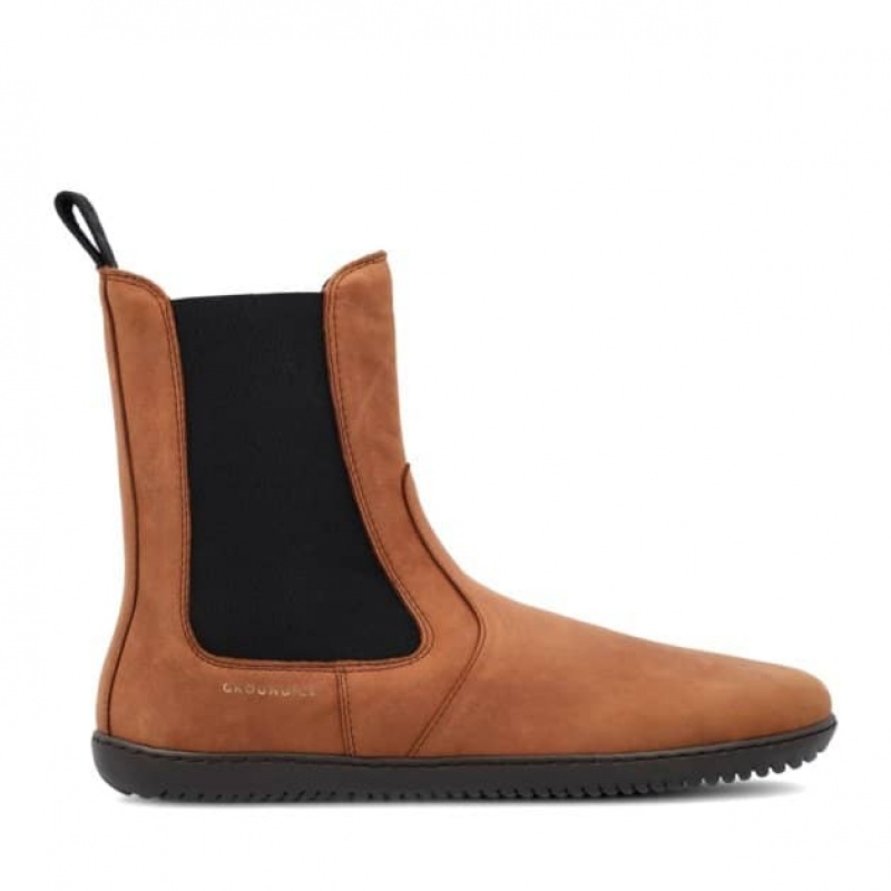 Groundies Camden Barfuß Stiefeletten Damen Braun | IQ66-620