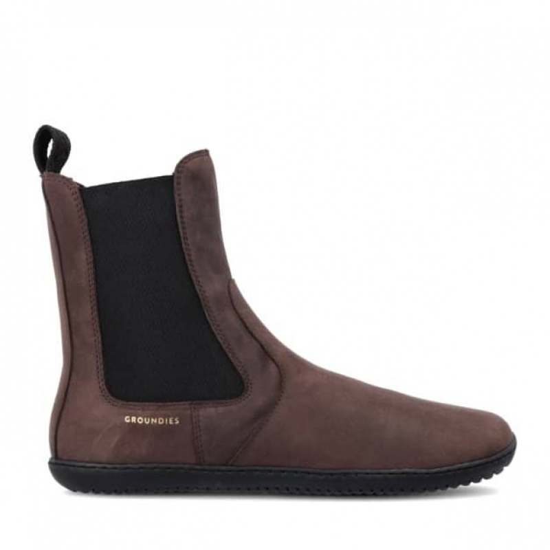 Groundies Camden Barfuß Stiefeletten Damen Dunkelbraun | JM56-792