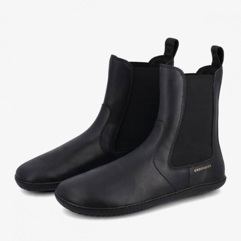 Groundies Camden Barfuß Stiefeletten Damen Schwarz | XJ88-588