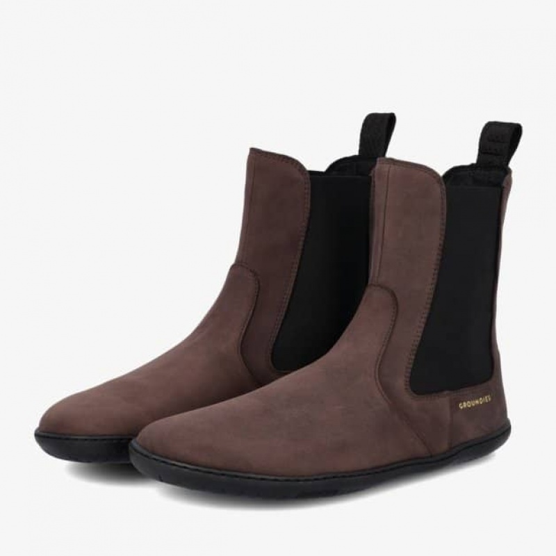 Groundies Camden Barefoot+ Barfuß Stiefeletten Damen Dunkelbraun | TY20-984