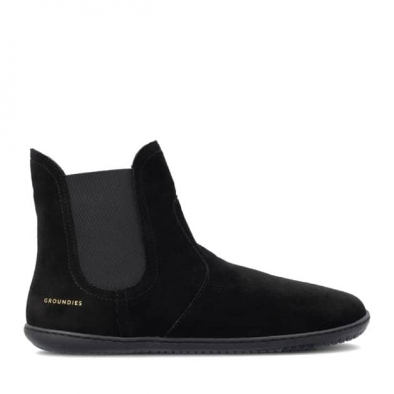 Groundies Camden Mid Barefoot+ Barfuß Stiefeletten Damen Schwarz | AF25-374