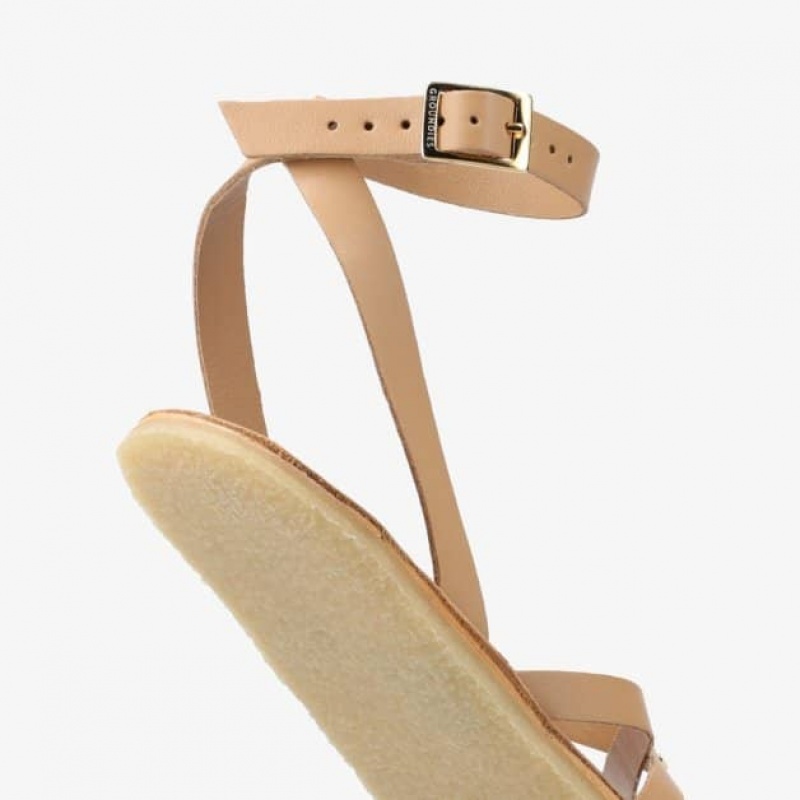 Groundies Florence Studs Barfuß Sandalen Damen Beige | WG99-782