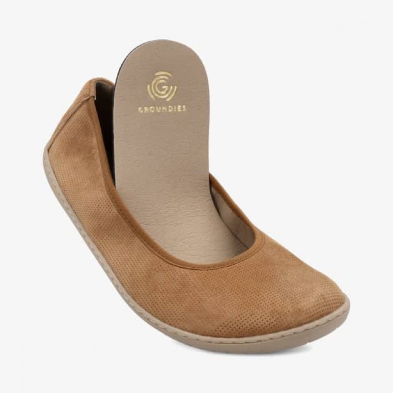 Groundies Lily Barefoot+ Barfuß Ballerinas Damen Braun | FI00-369