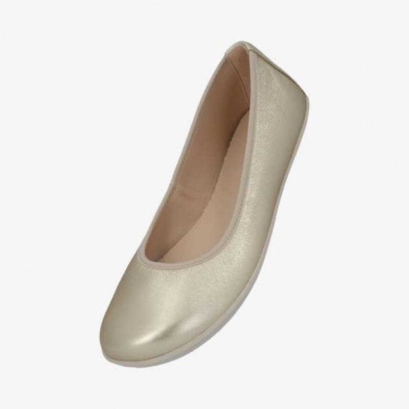 Groundies Lily Klassische Barfuß Ballerinas Damen Gold | IC12-520