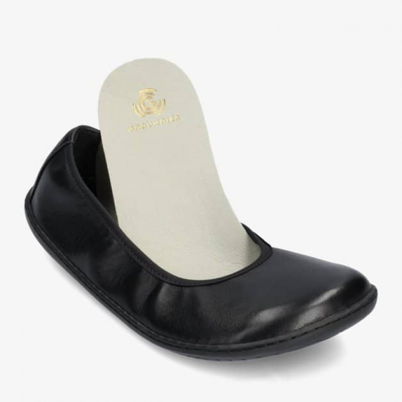 Groundies Lily Klassische Barefoot+ Barfuß Ballerinas Damen Schwarz | XC83-678