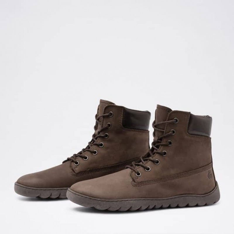 Groundies Liverpool GX1 Barfuß Schnürstiefel Damen Braun | UH40-118