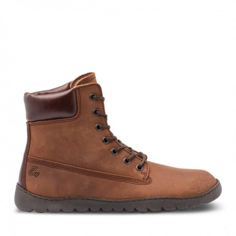 Groundies Liverpool GX1 Barfuß Schnürstiefel Damen Braun | TW82-502