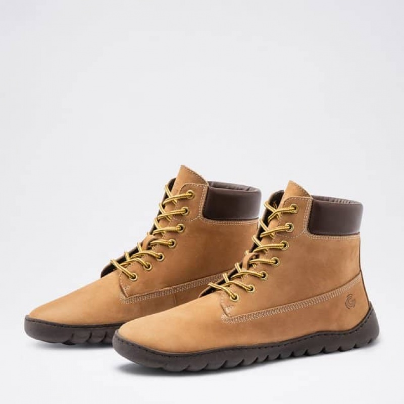 Groundies Liverpool GX1 Barfuß Schnürstiefel Damen Beige | PT59-327