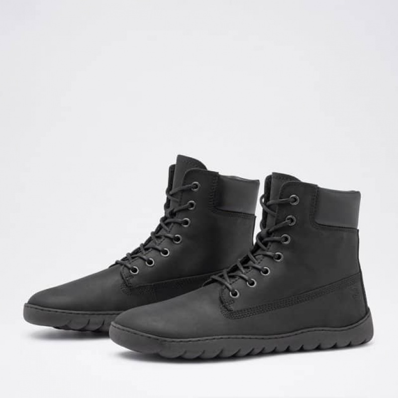 Groundies Liverpool GX1 Barfuß Schnürstiefel Damen Schwarz | QP99-544