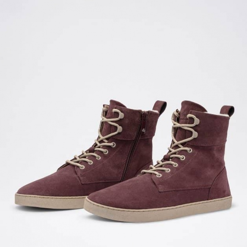 Groundies Manchester Barfuß Kurze Stiefel Damen Bordeaux | YL44-001