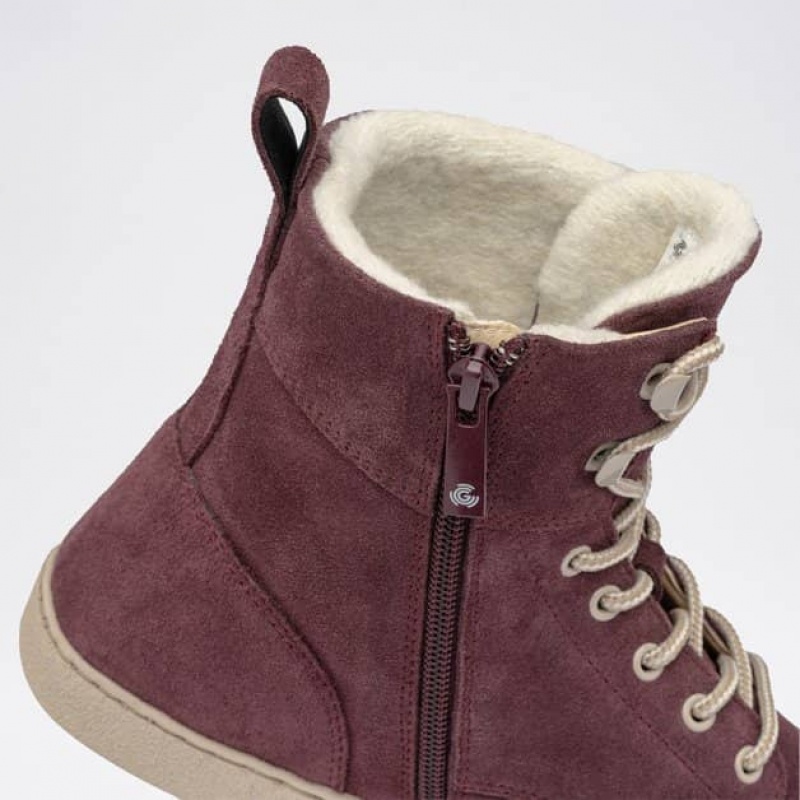 Groundies Manchester Barfuß Kurze Stiefel Damen Bordeaux | YL44-001