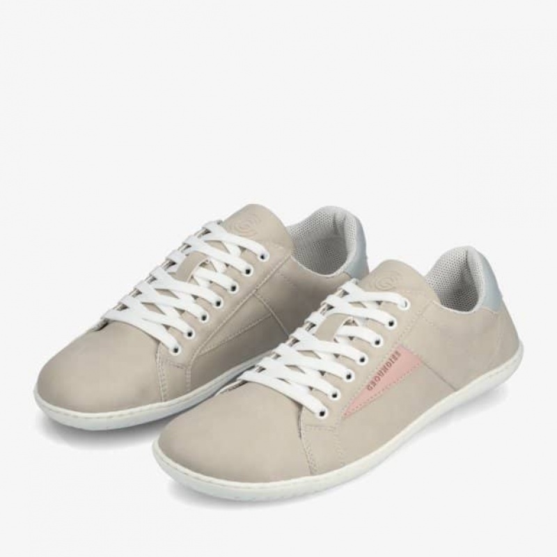 Groundies Melbourne Vegan Barfuß Sneaker Damen Beige Rosa | MQ25-316