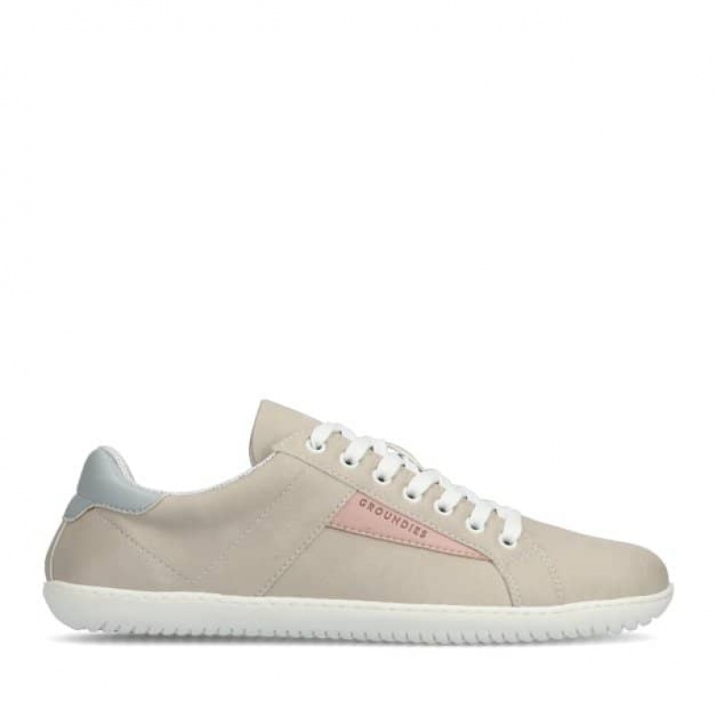 Groundies Melbourne Vegan Barfuß Sneaker Damen Beige Rosa | MQ25-316