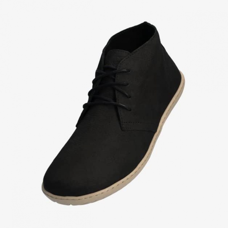 Groundies Milano Soft Barfuß Sneaker Herren Schwarz Beige | AW20-668