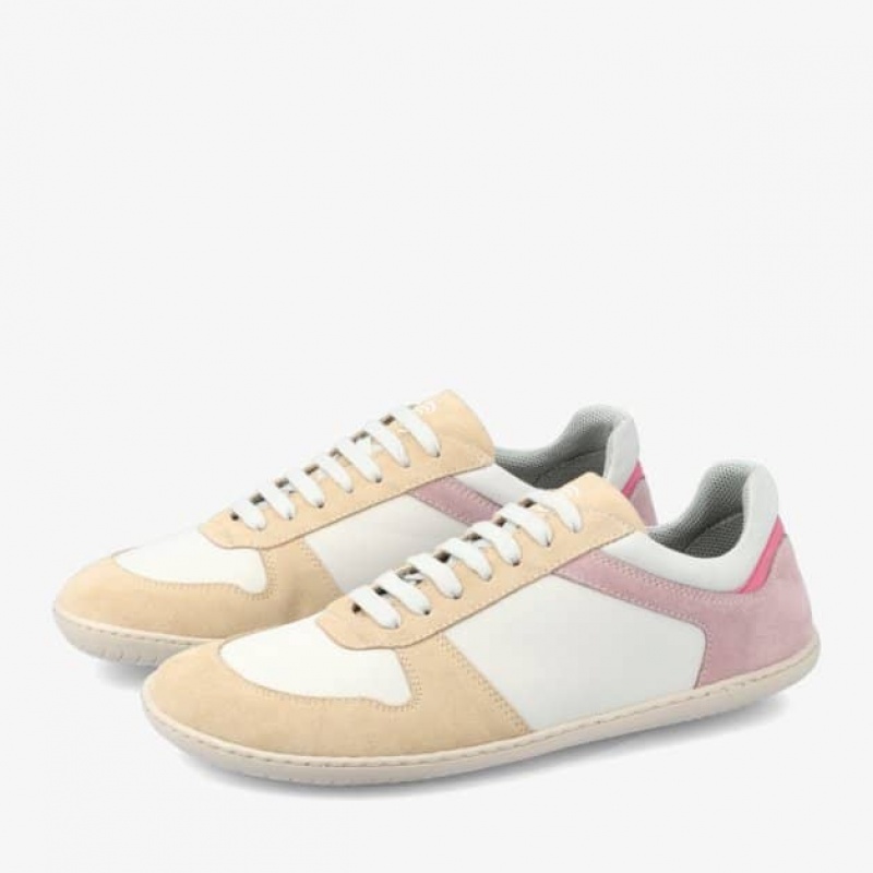 Groundies Orlando Barefoot+ Barfuß Sneaker Damen Weiß Beige Rosa | ZQ97-811