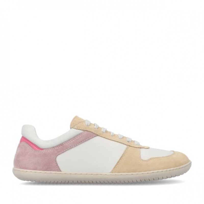 Groundies Orlando Barefoot+ Barfuß Sneaker Damen Weiß Beige Rosa | ZQ97-811