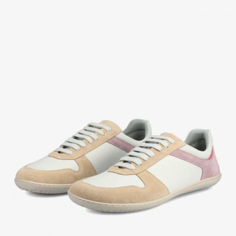 Groundies Orlando Barfußschuhe Damen Weiß Beige Rosa | MS42-697